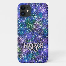 Elegante monograma Purpurina de imitación verde az