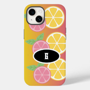 Funda Para iPhone 14 De Case-Mate Elegante Monograma rosa y amarillo