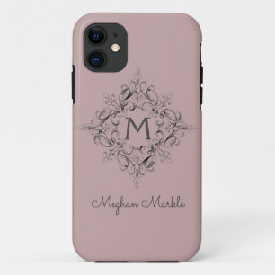 Funda Para iPhone 11 Elegante Monogramed clásico Funda-Mate iPhone