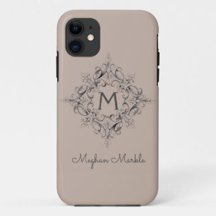 Funda Para iPhone 11 Elegante Monogramed clásico neutro Funda-Mate