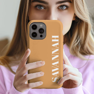 Funda Para iPhone 13 Pro Max Elegante Mostaza nombre personalizado simple