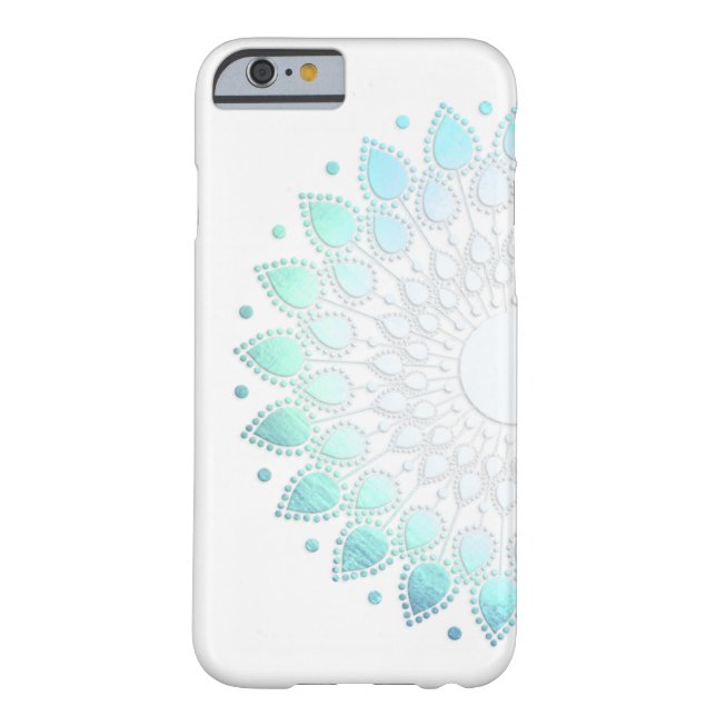 Funda De Case-Mate Para iPhone Elegante Moto de Flor Verde Azul Claro (Reverso)