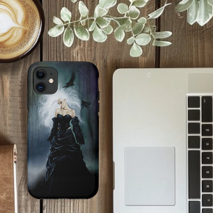 Funda Para iPhone 11 Elegante Mujer Negra Gótica Misteriosa Cuervos Nie
