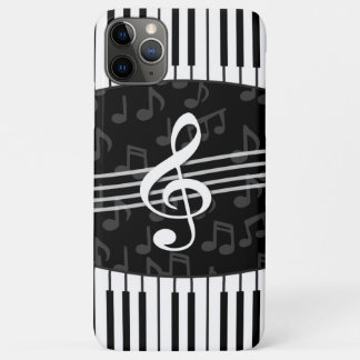 Funda Para iPhone 11 Pro Max Elegante Music Notes Treble Clef y Piano Keys
