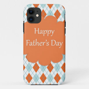 Funda Para iPhone 11 Elegante Naranja Argyle Pattern Dad