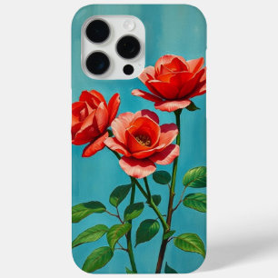 iPhone 15 Pro Max Elegante Naranja Rosas Floral Funda móvil para muj