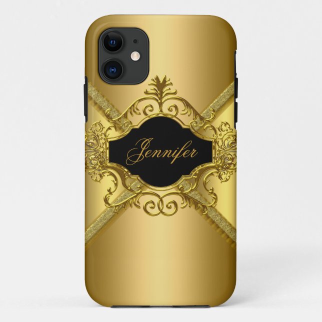 Funda De Case-Mate Para iPhone Elegante negro dorado (Reverso)