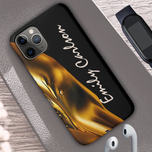 Funda De Case-Mate Para iPhone Elegante negro y falso oro líquido (Subido por el creador)