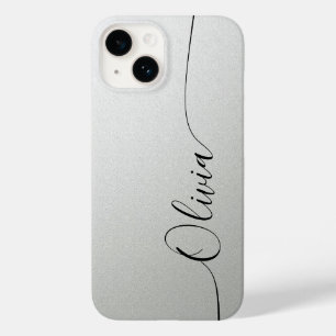 Funda Para iPhone 14 De Case-Mate Elegante nombre con caligrafía plateada brillante