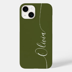 Funda Para iPhone 14 De Case-Mate Elegante Nombre con Letra Caligráfica en Verde y B