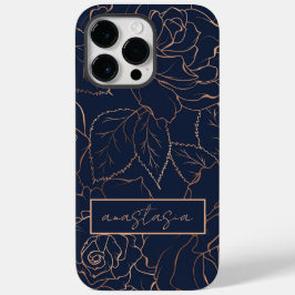 Funda Para iPhone 14 Pro Max De Case-Mate Elegante nombre de Rosas dorados azules