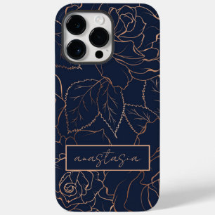 Funda Para iPhone 14 Pro Max De Case-Mate Elegante nombre de Rosas dorados azules