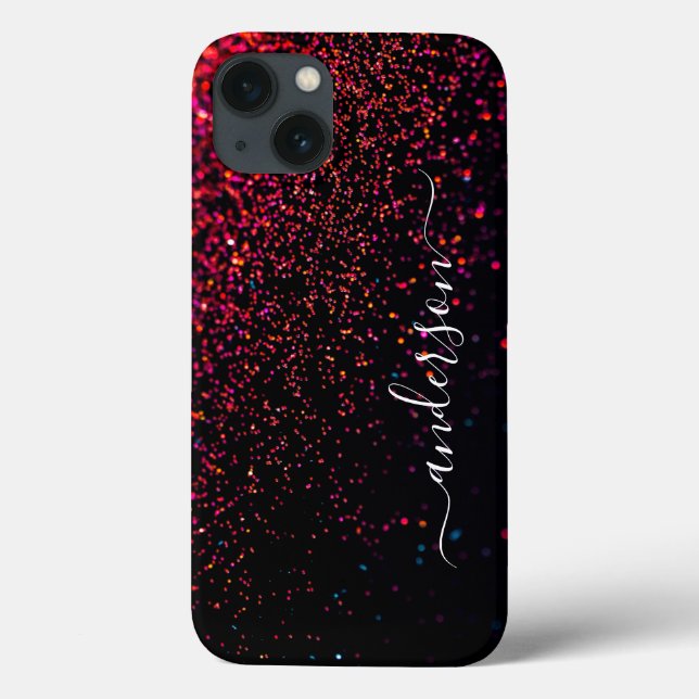 Funda De Case-Mate Para iPhone Elegante nombre monogramado con brillo (Reverso)
