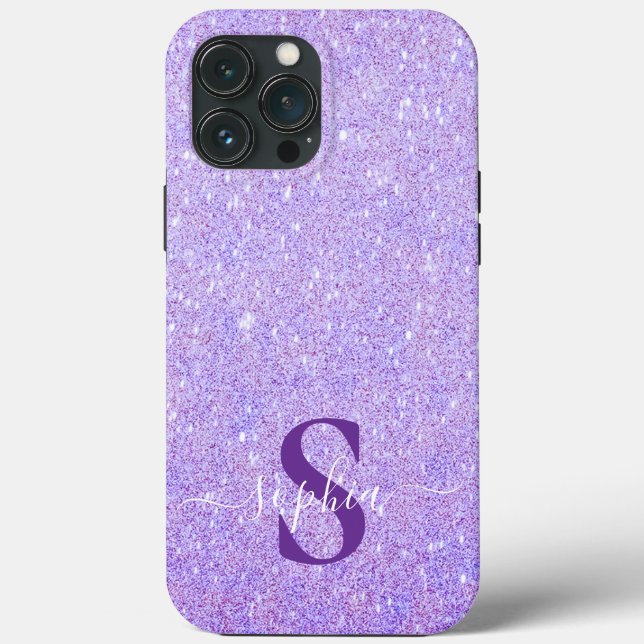 Funda De Case-Mate Para iPhone Elegante nombre monogramado con brillo (Reverso )