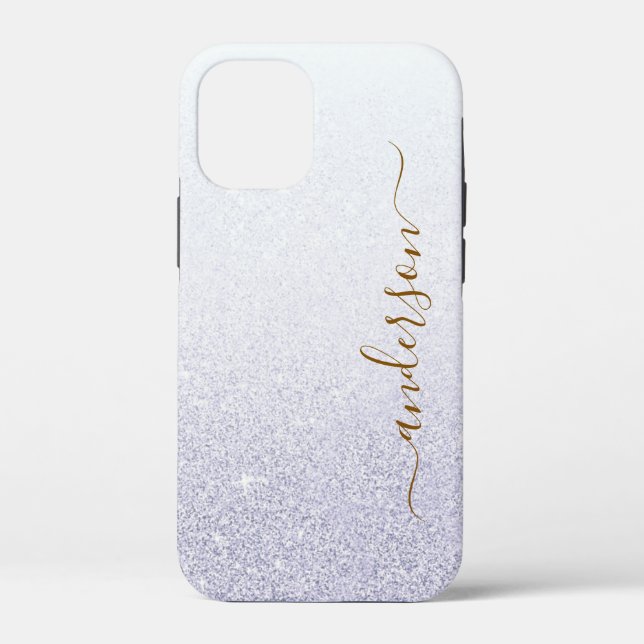 Funda De Case-Mate Para iPhone Elegante nombre monogramado con brillo (Reverso )