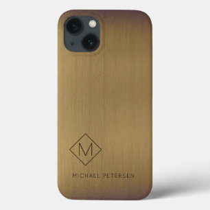 Funda Para iPhone 13 Elegante nombre monogramado de cobre cepillado mod