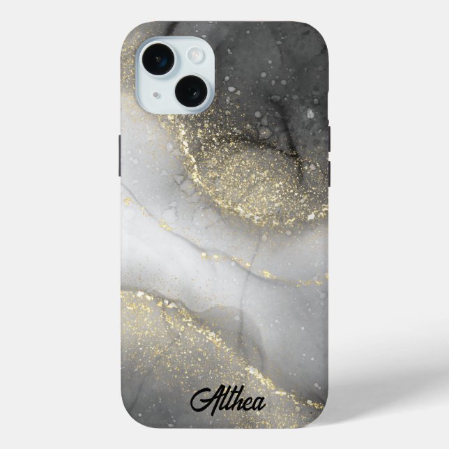 Funda De Case-Mate Para iPhone Elegante nombre personalizado de color negro plate (Reverso )