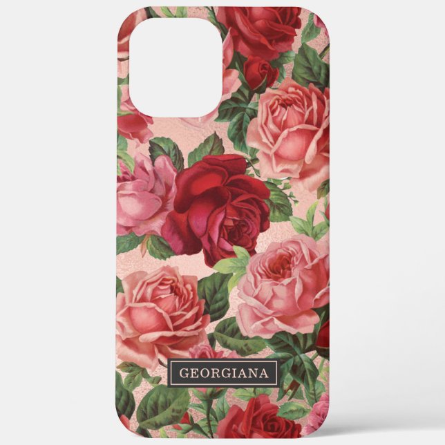 Funda De Case-Mate Para iPhone Elegante nombre personalizado de color rosa rosa r (Reverso )