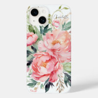 Elegante nombre personalizado floral rosa acuarela