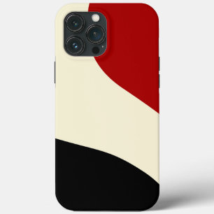 Funda Para iPhone 13 Pro Max Elegante ola mínima en rojo, negro y crema