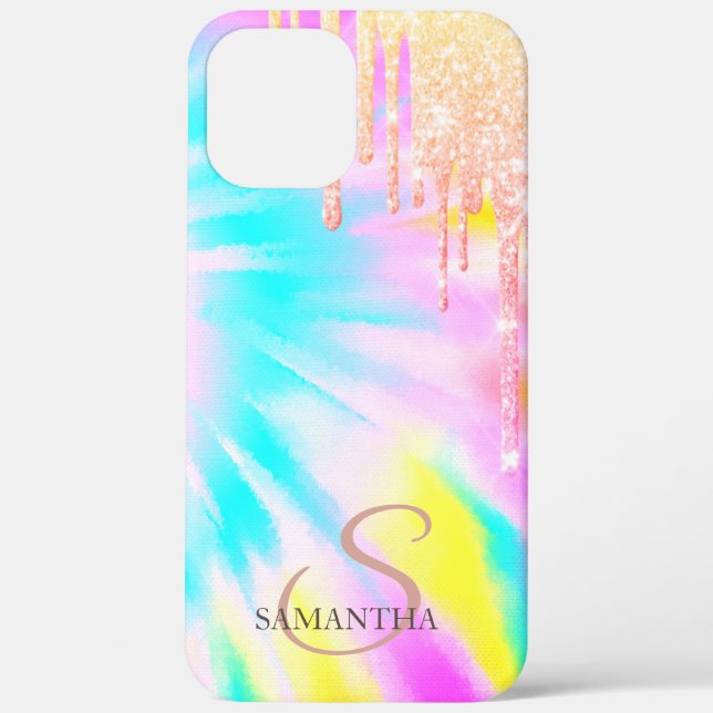 Funda De Case-Mate Para iPhone Elegante Ombre Purpurina Dris Tie Dye (Reverso )