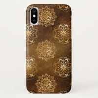 Elegante oro y Relieve metalizado negro Mandala in