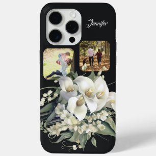 Funda Para iPhone 15 Pro Max Elegante Orquídea Floral-Calla Lily Foto/Nombre