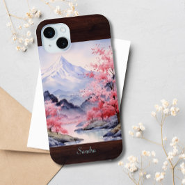 Funda Para iPhone 15 Mini Elegante paisaje de color acuático floral con flor