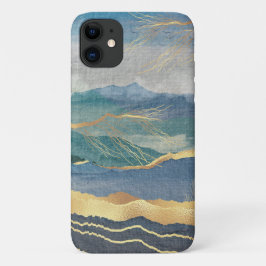 Funda Para iPhone 11 Elegante paisaje dorado azul