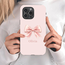 Funda Para iPhone 15 Pro Elegante Pastel Rosa y Nombre Personalizado