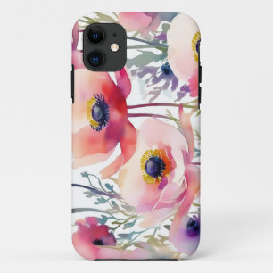 Funda Para iPhone 11 Elegante patrón anémico rosa y púrpura