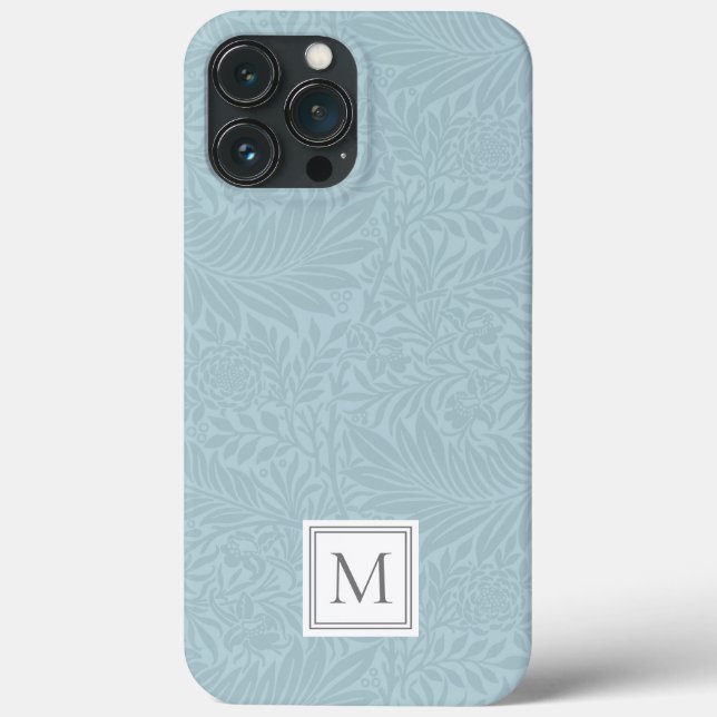 Funda De Case-Mate Para iPhone Elegante patrón botánico boho azul monograma (Reverso )