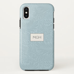 Funda Para iPhone XS Elegante patrón botánico boho azul monograma