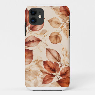 Funda Para iPhone 11 Elegante patrón botánico de hojas de otoño en cobr