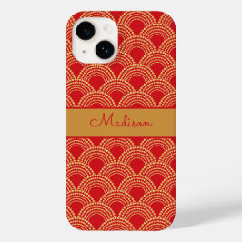Funda Para iPhone 14 De Case-Mate Elegante patrón de concha rojo dorado con nombre p