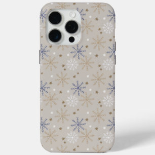 Funda Para iPhone 15 Pro Max Elegante Patrón de copo de nieve Beige