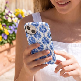 Funda Para iPhone 14 De Case-Mate Elegante patrón de damasco mediterráneo azul y bla
