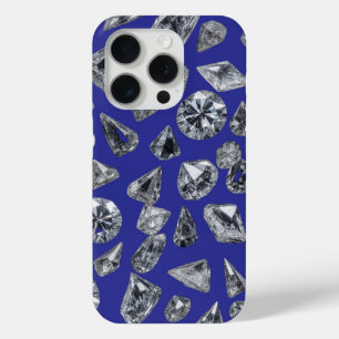 Funda Para iPhone 15 Pro Elegante patrón de diamante en fondo azul
