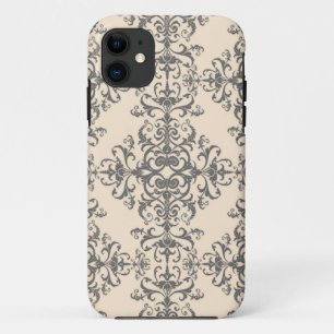 Funda Para iPhone 11 Elegante patrón de estilo damasco en crema y gris