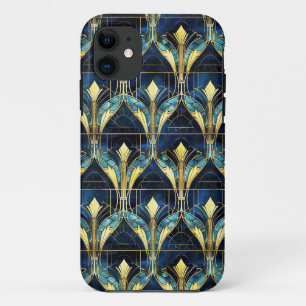 Funda Para iPhone 11 Elegante patrón de falso vidrio teñido de loto dor