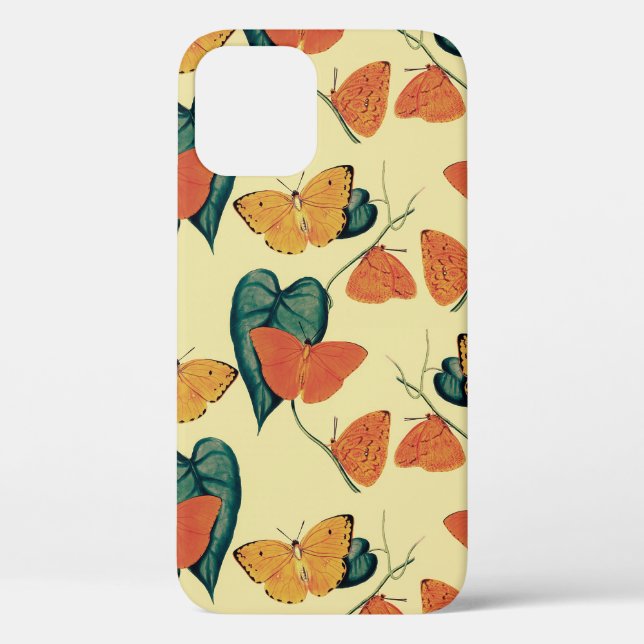 Funda De Case-Mate Para iPhone Elegante patrón de mariposas y hojas de época | (Reverso )