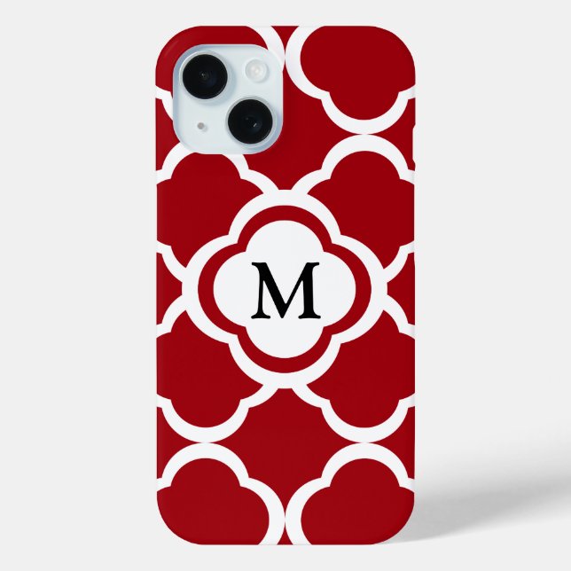Funda De Case-Mate Para iPhone Elegante Patrón de Monograma Burdeos (Reverso )