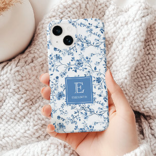 Funda Para iPhone 14 De Case-Mate Elegante patrón de monograma de toile francés azul