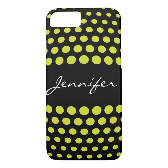 Funda De Case-Mate Para iPhone Elegante patrón de puntos de polka verde ácido (Reverso)