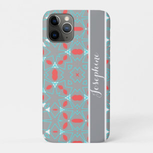 Funda Para iPhone 11 Pro Elegante patrón geométrico coral turquesa gris