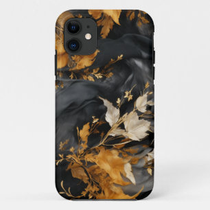 Funda Para iPhone 11 Elegante Patrón Repetidor Floral de Oro Blanco Bla