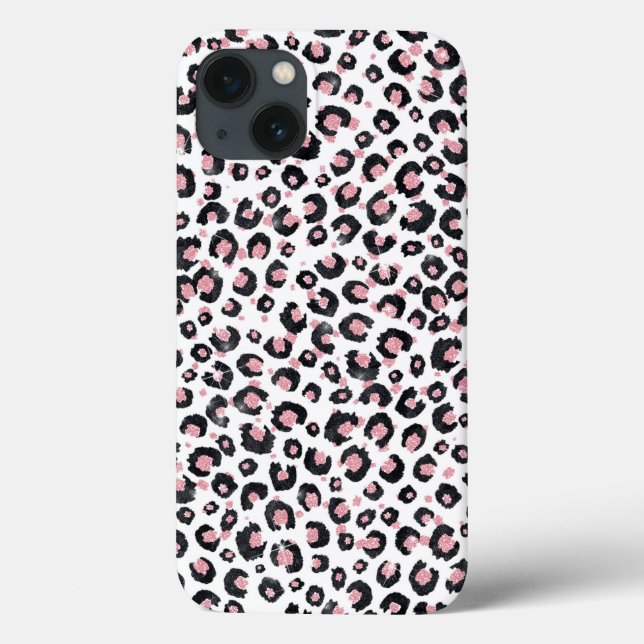 Funda De Case-Mate Para iPhone Elegante patrón Rosa Oro Leopardo Negro (Reverso)