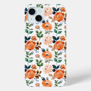 Funda Para iPhone 15 Mini Elegante patrón sin fisuras de flores de acuarela