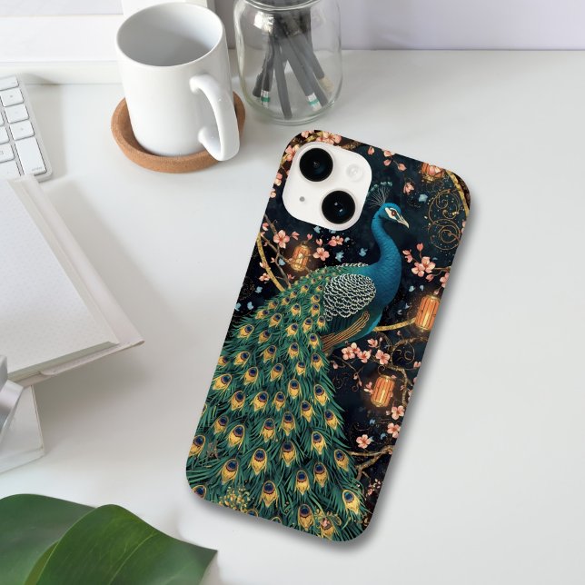 Funda De Case-Mate Para iPhone Elegante Peacock Cherry Blossom Art (Subido por el creador)