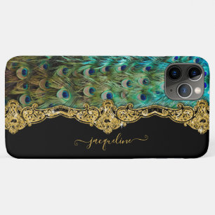 Funda Para iPhone 11 Pro Max Elegante Peacock Vintage Feathers Barroco Rococo